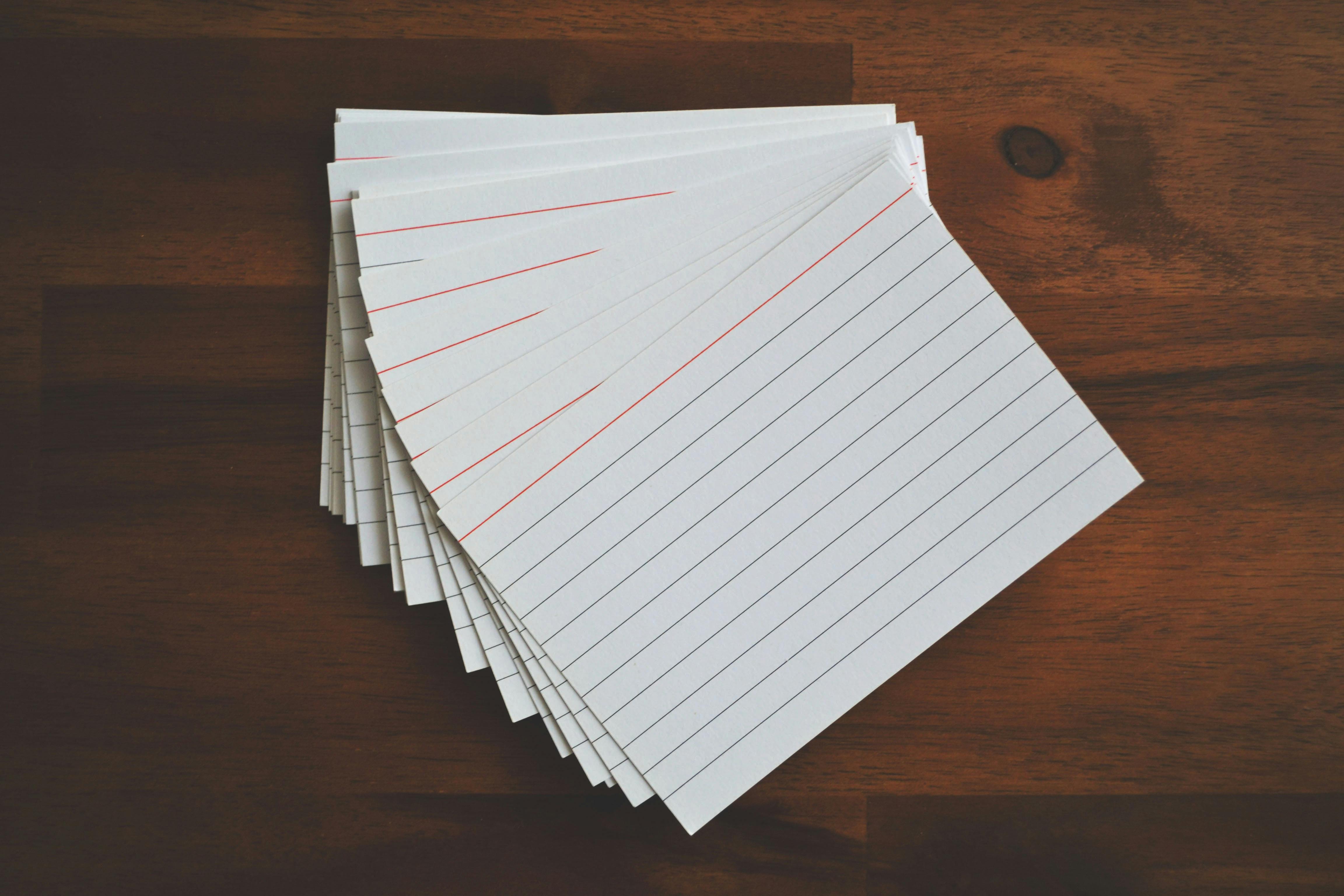 Stack of blank notecards