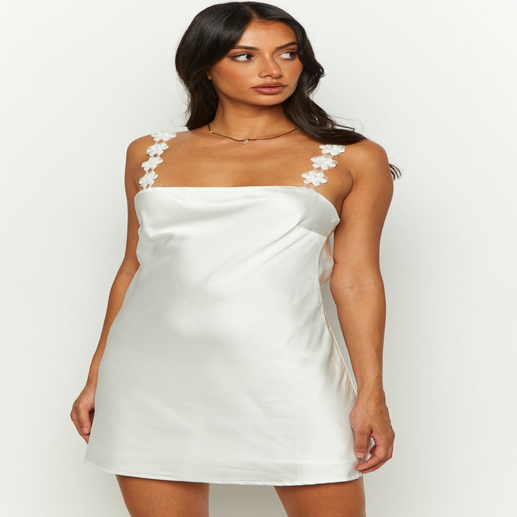 Shop the Moonlit Night Ruffle Strap Cut-Out Back Dress White