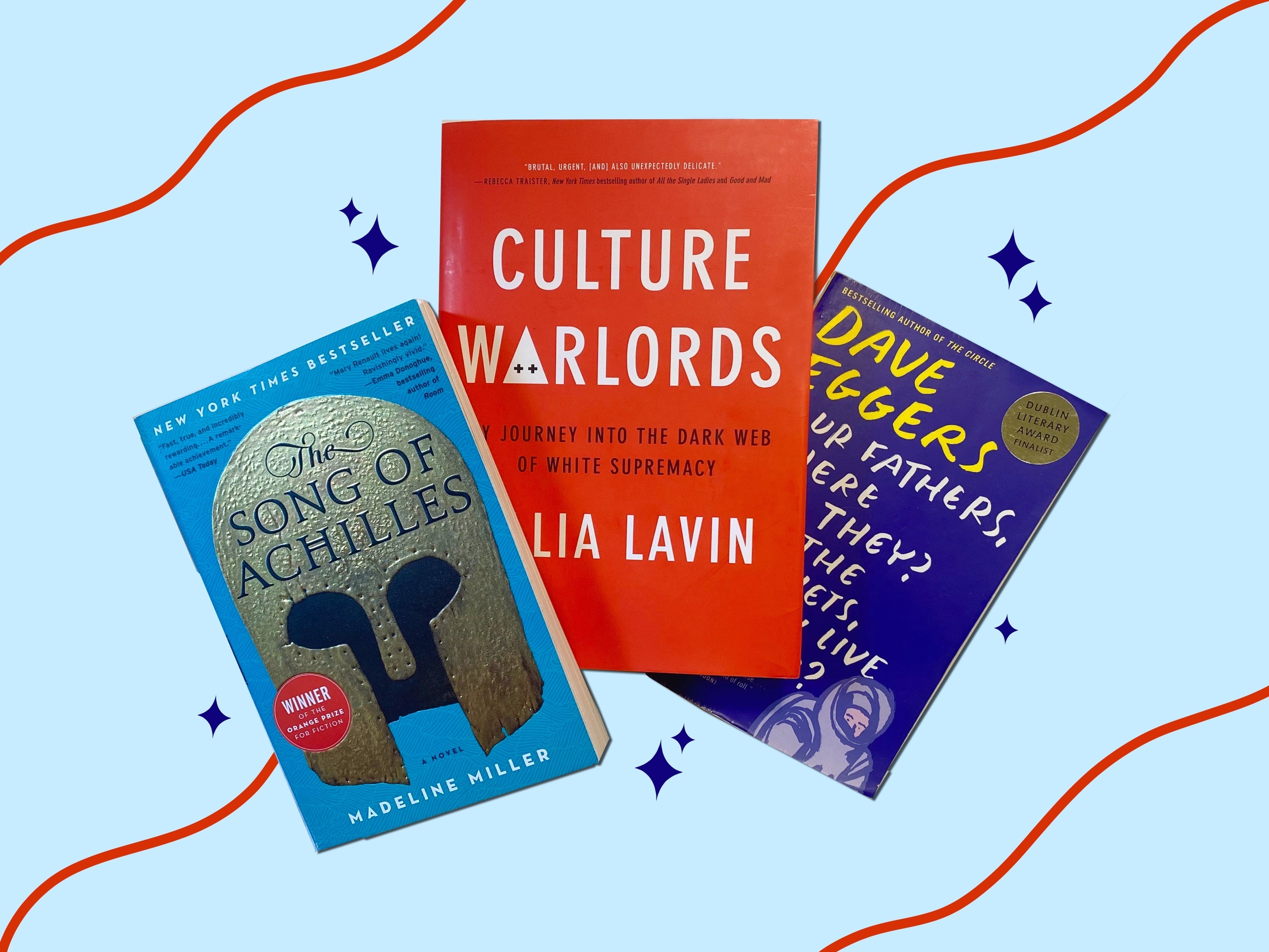 Book covers of Song of Achilles, Culture Warlords, and Your Fathers, Where Are They? And the Prophets, Do They Live Forever? for book review article