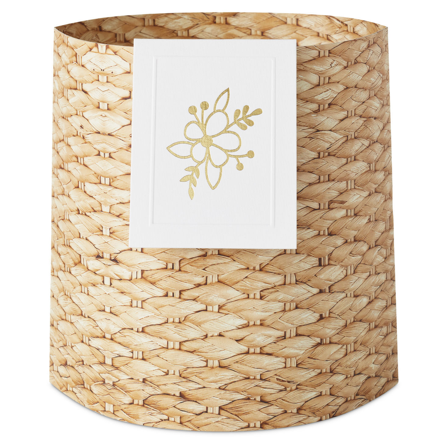 paper basket witch woven print and mini card attached