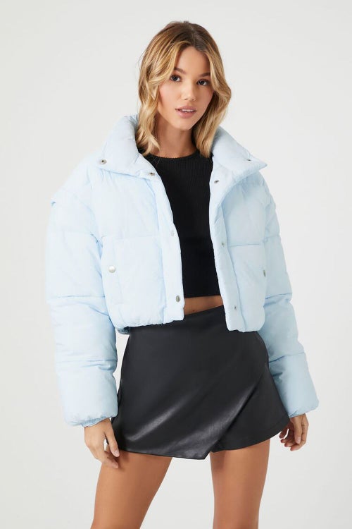 Forever 21 Cropped Layered-Sleeve Puffer Jacket