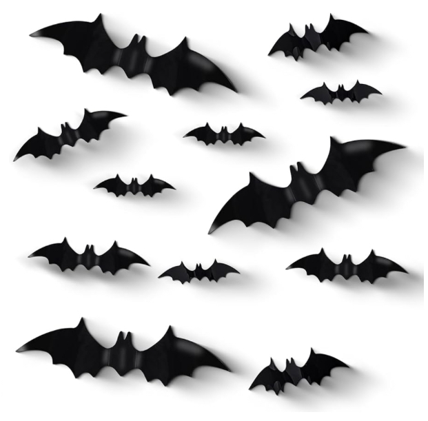Wall decals in the shape of bats