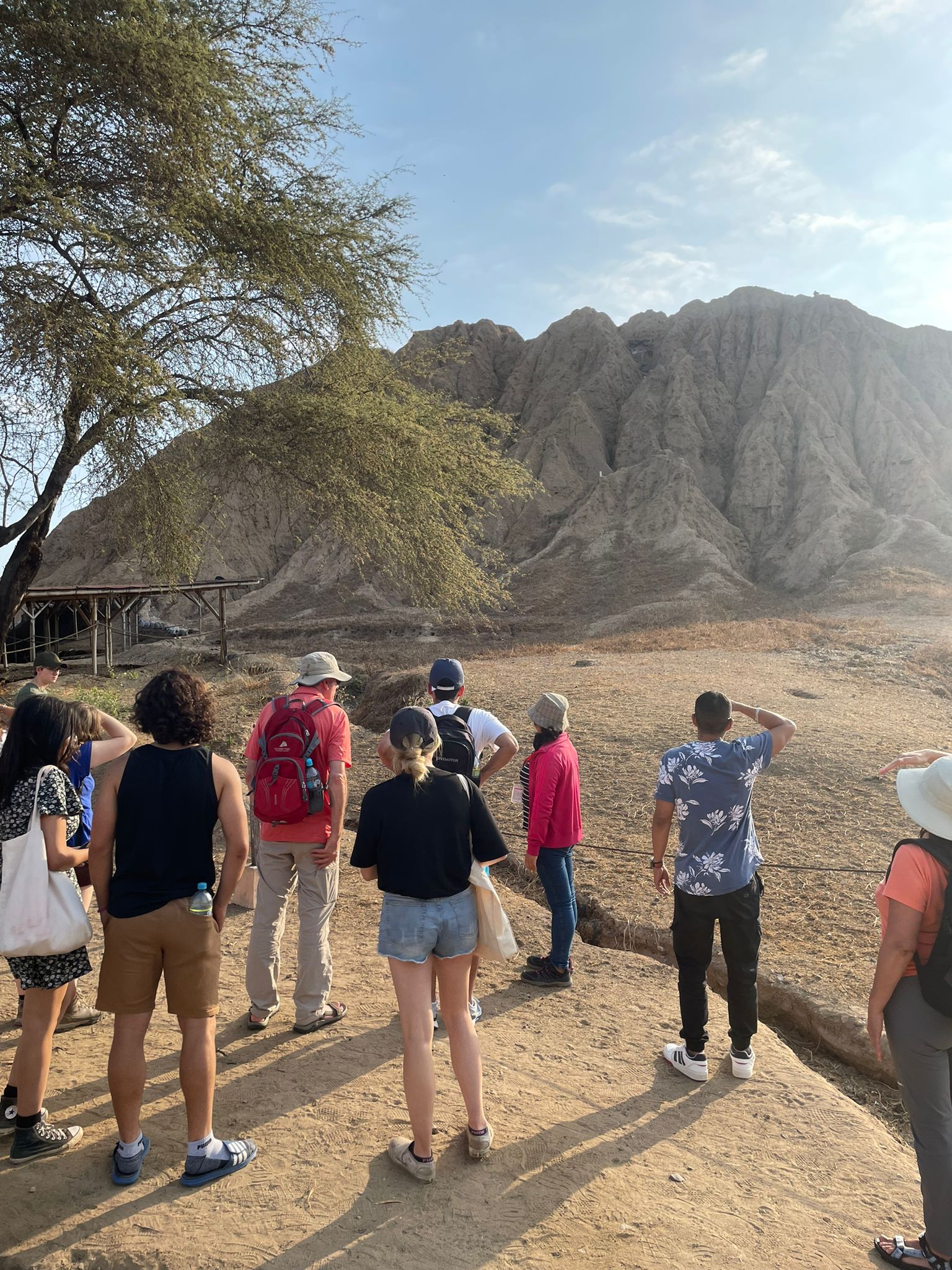 Students at an outdoor museum in Peru