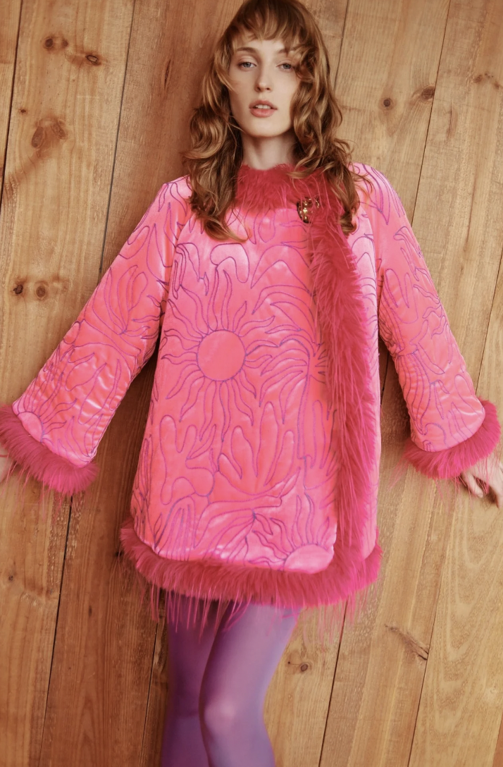 Celia B pink velvet coat