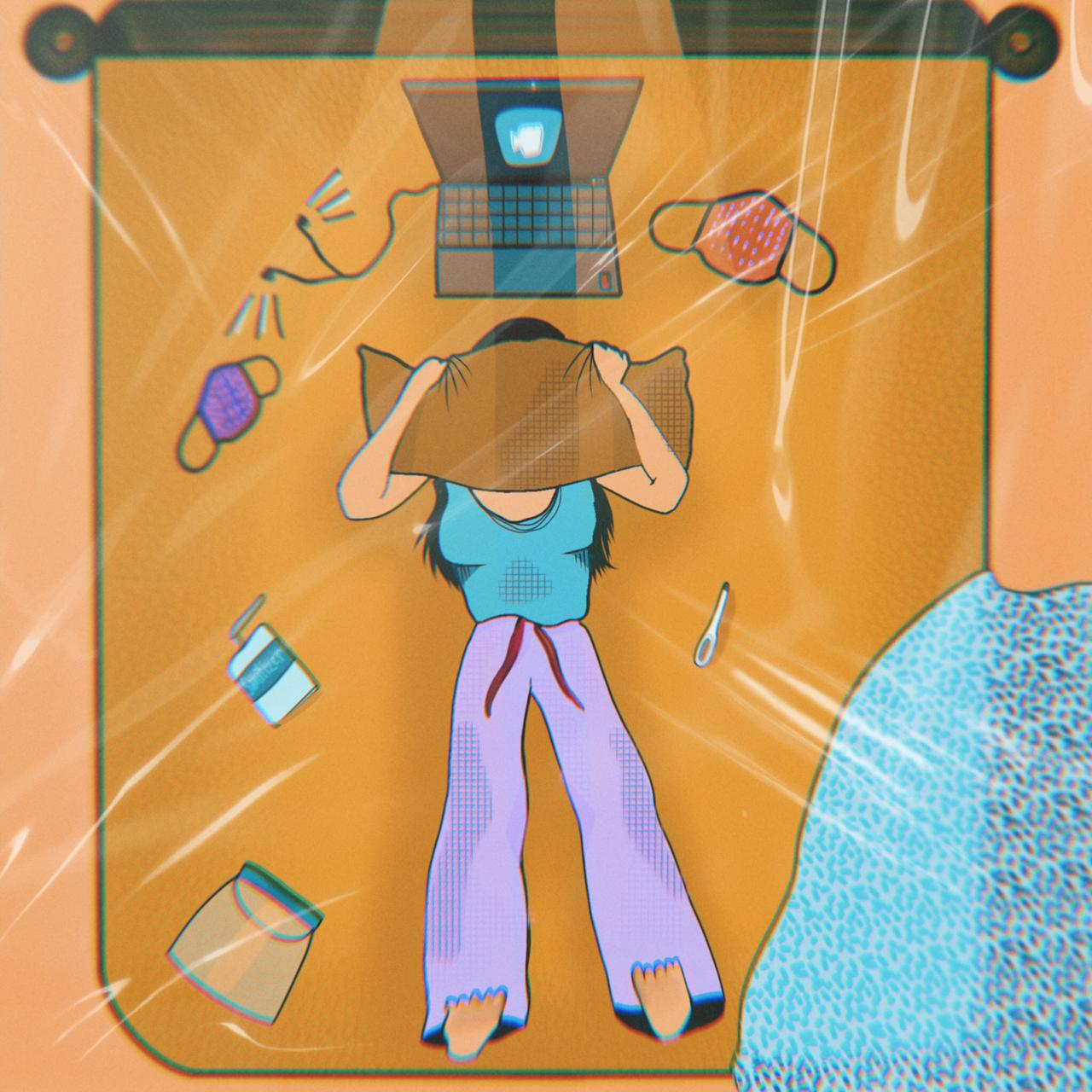 A women, a laptop and a bed