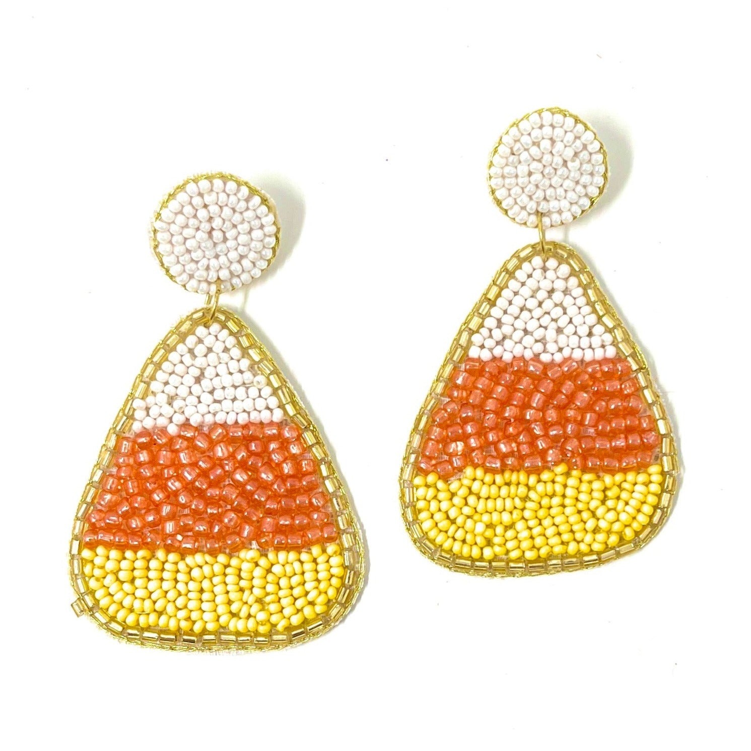 Twine and Love Candy Corn Beaded Earrings