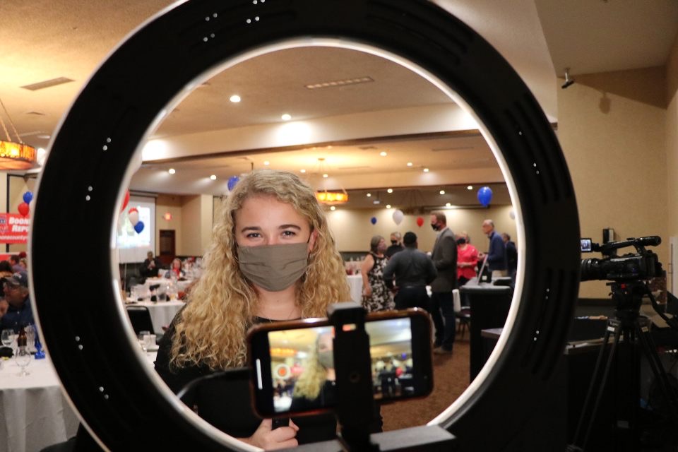 Woman getting read for a tv production