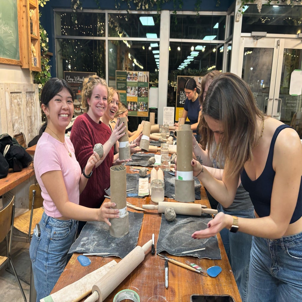 hc uvic members making clay in a pottery studio