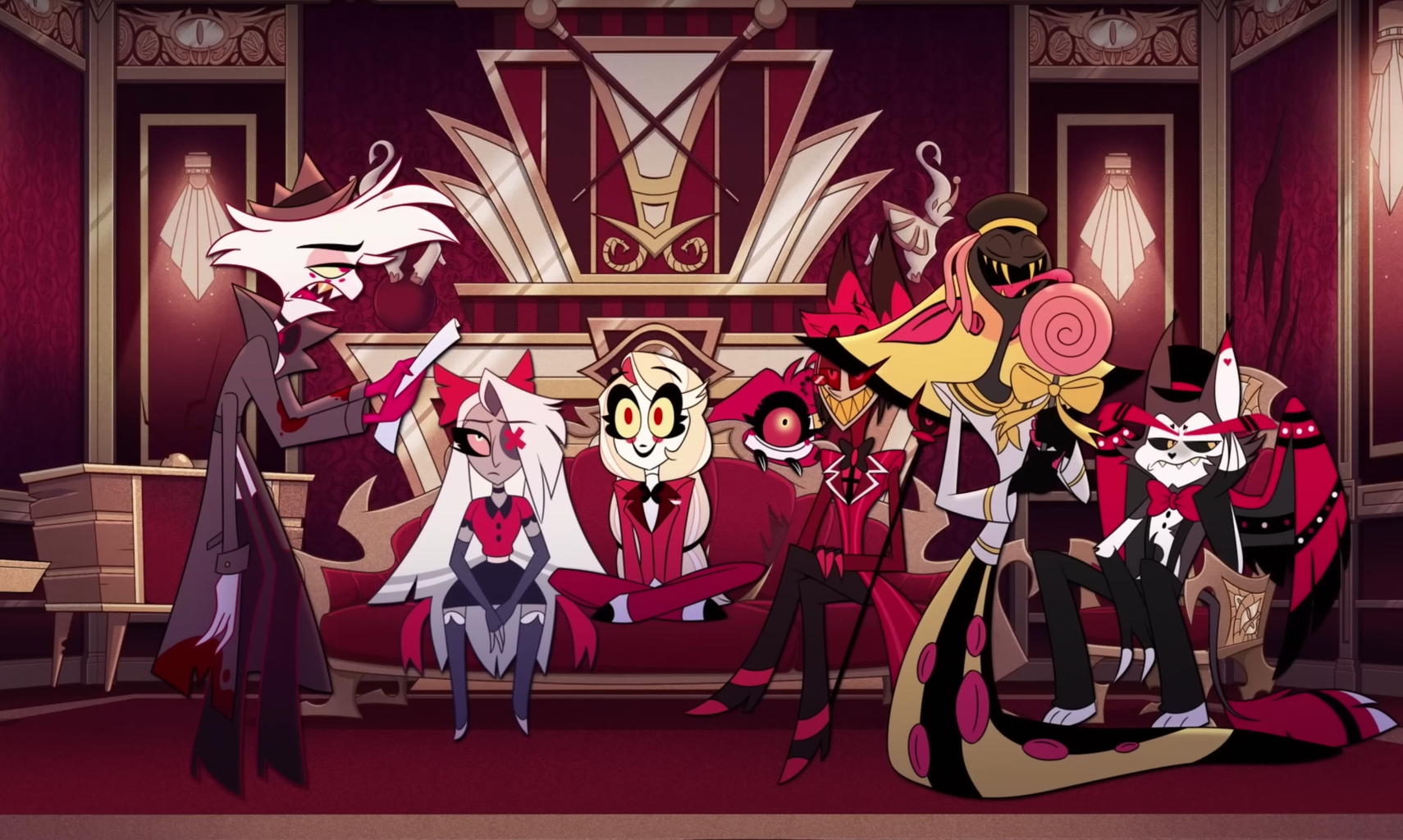 Main characters of Hazbin Hotel, screenshot from the official trailer for Season 1