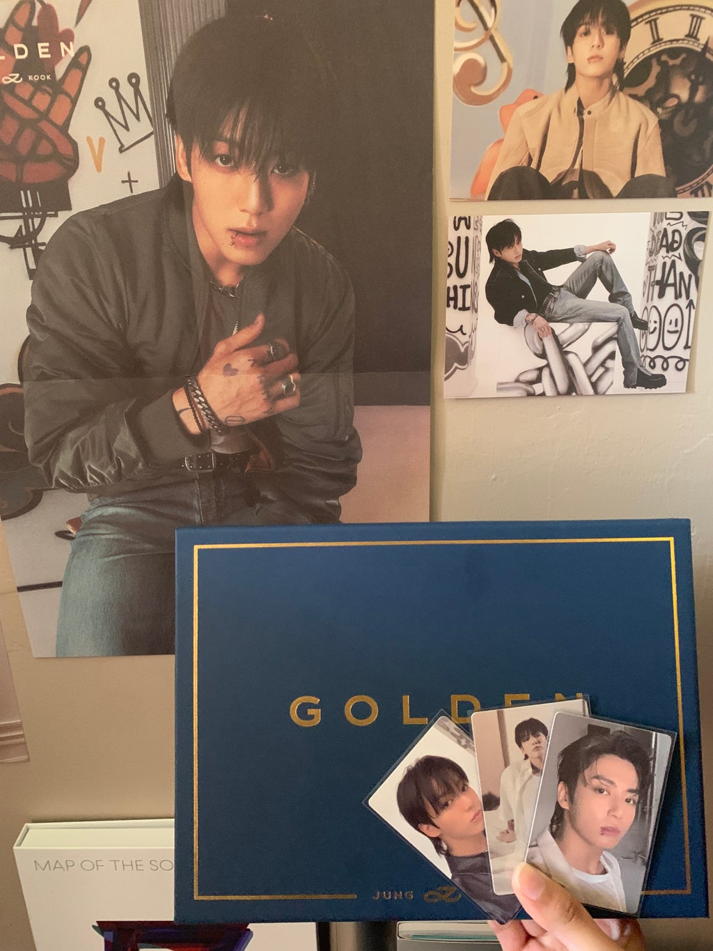 Jeon Jungkook’s Solo Album “Golden” with posters, postcards, and 3 photo cards all from the album