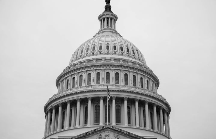 grayscale photo of congress building
