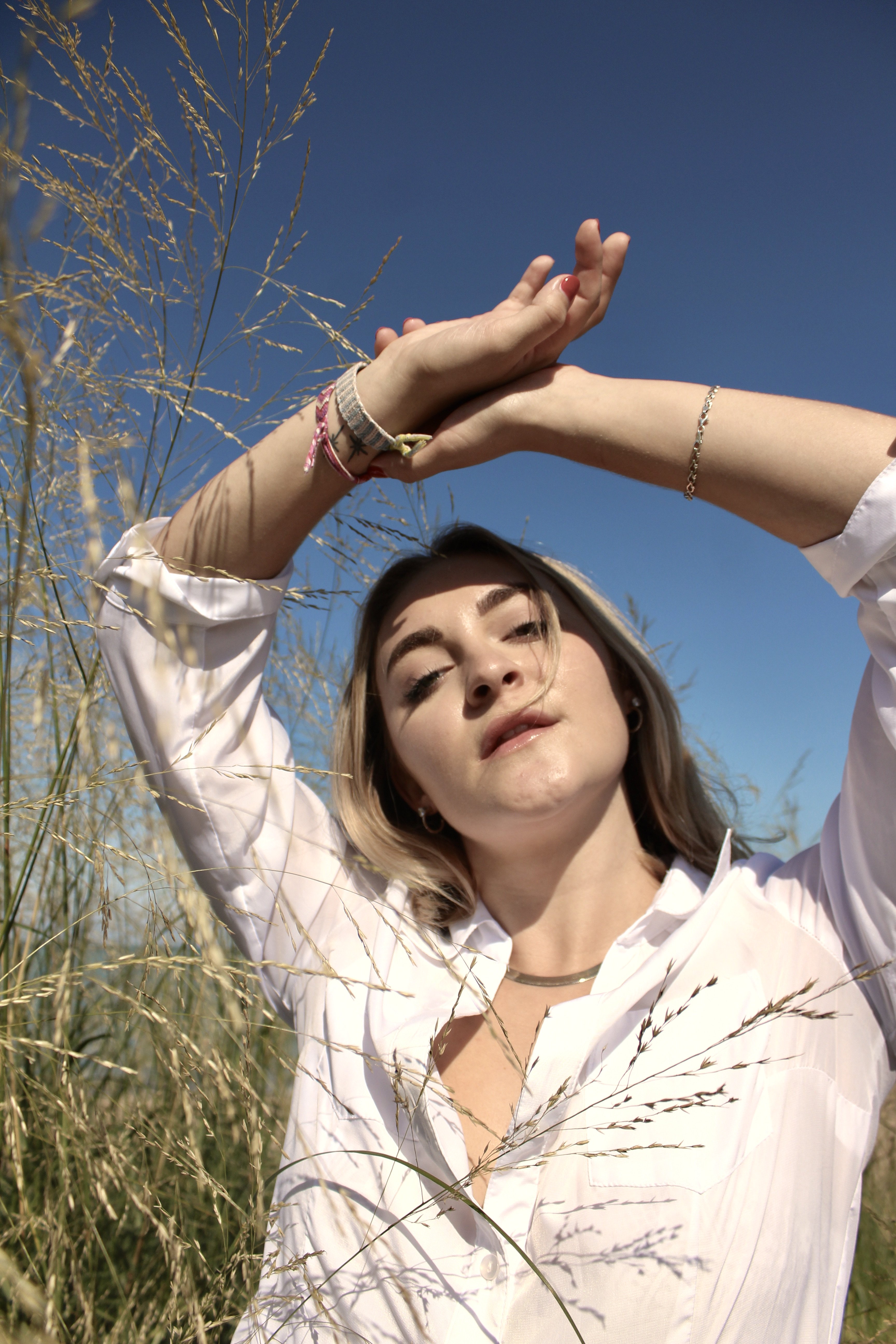 Girl in wildflower field