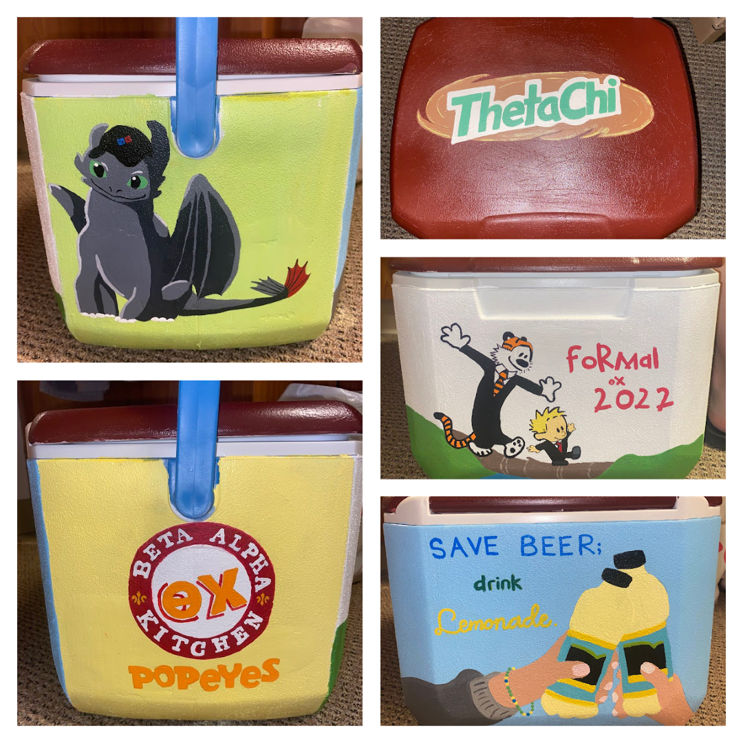 finished painted frat cooler white background