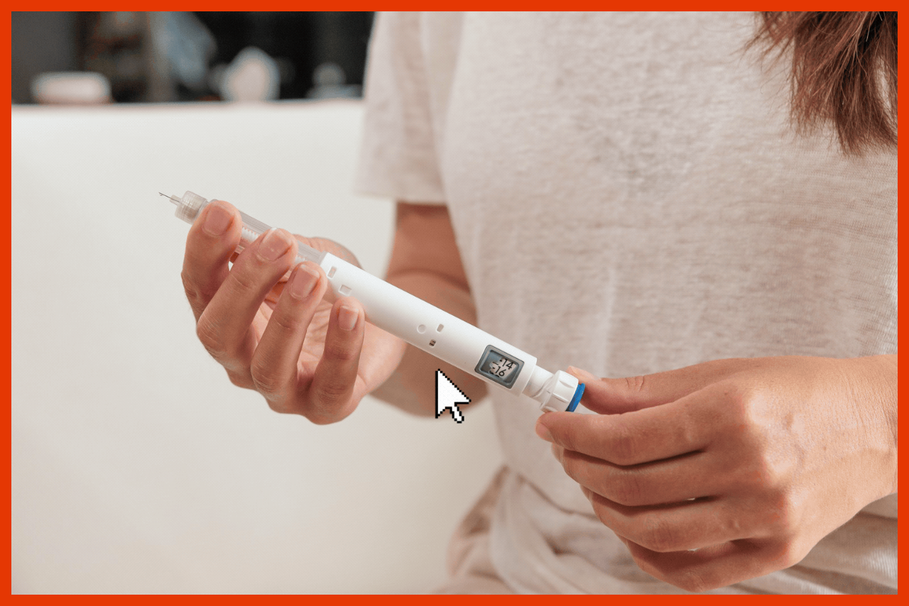 Woman preparing GLP-1 injection pen at home