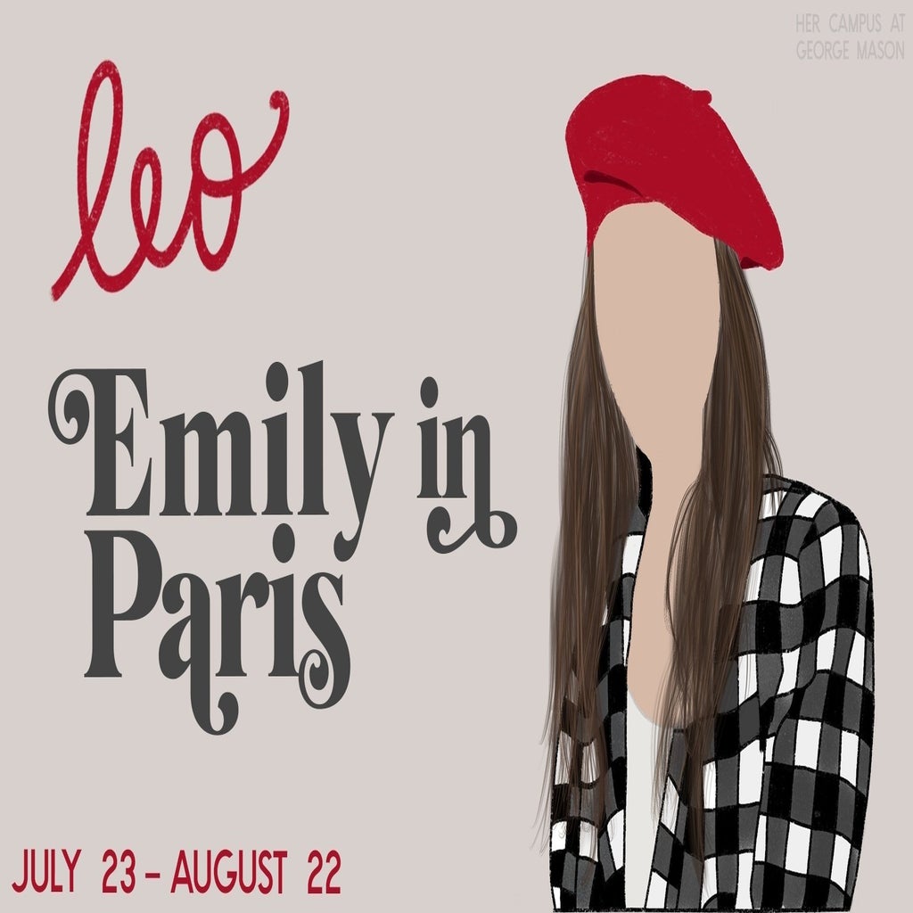 drawing of Emily in Paris on a grey background
