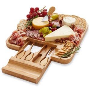 wooden cheese board with utensils mothers day gift ideas under $40