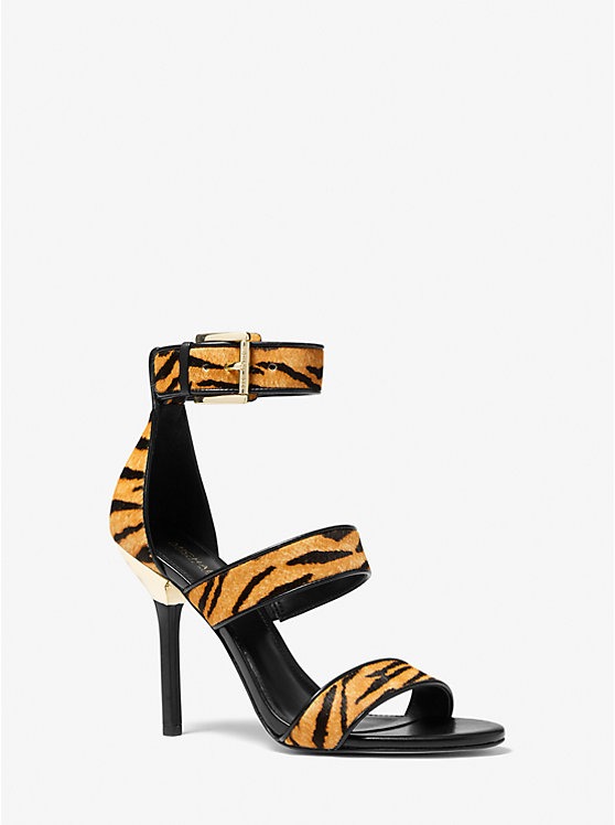 Michael Kors Amal Tiger Print Calf Hair Sandal