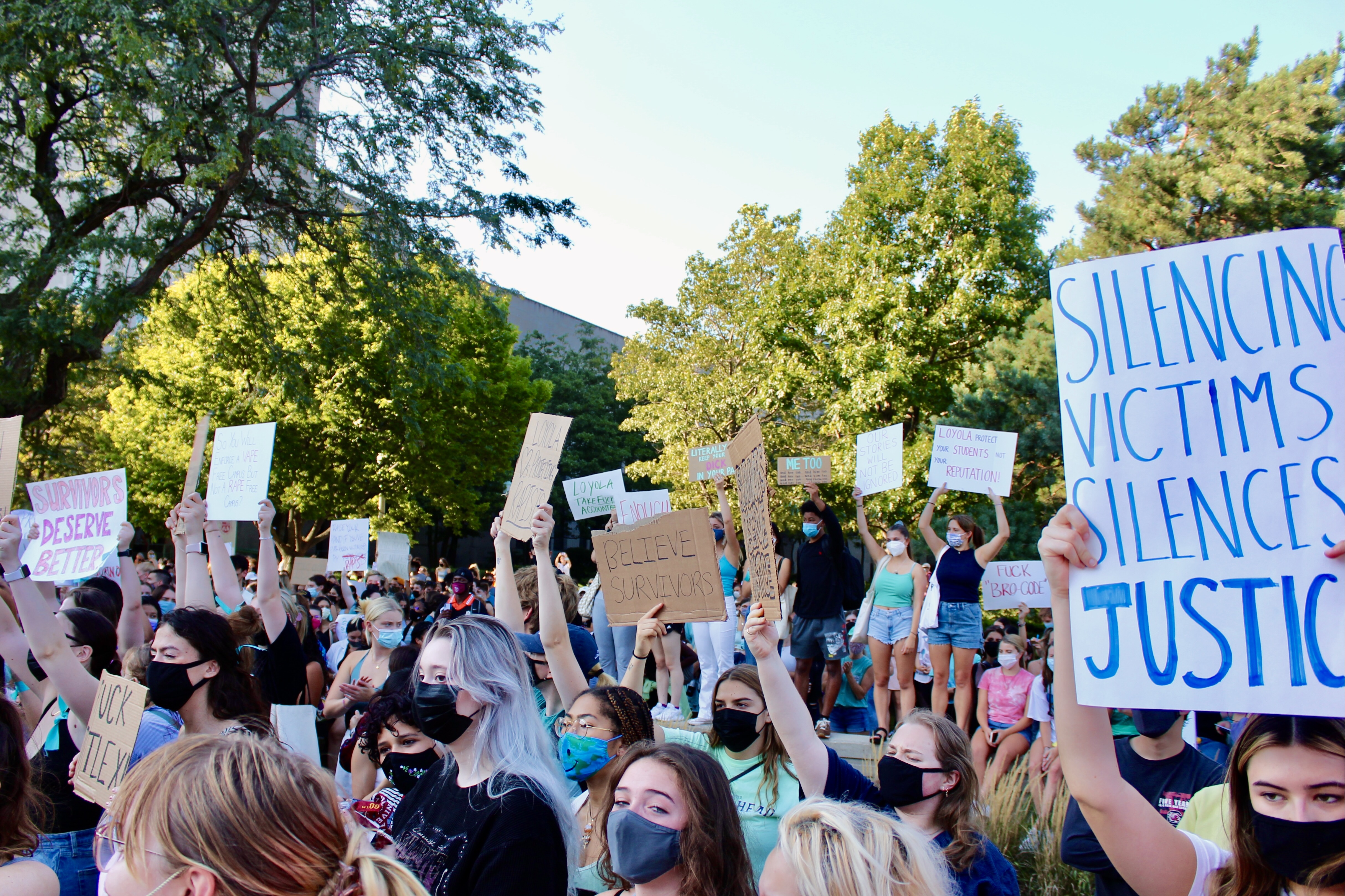 Students protesting sexual assault at Loyola University Chicago