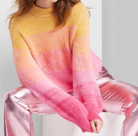 yellow and pink sweater