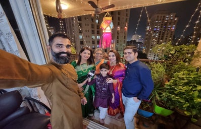 Family celebrating Diwali in India