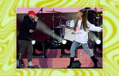 Mac Miller and Ariana Grande on stage during One Love Manchester Benefit Concert