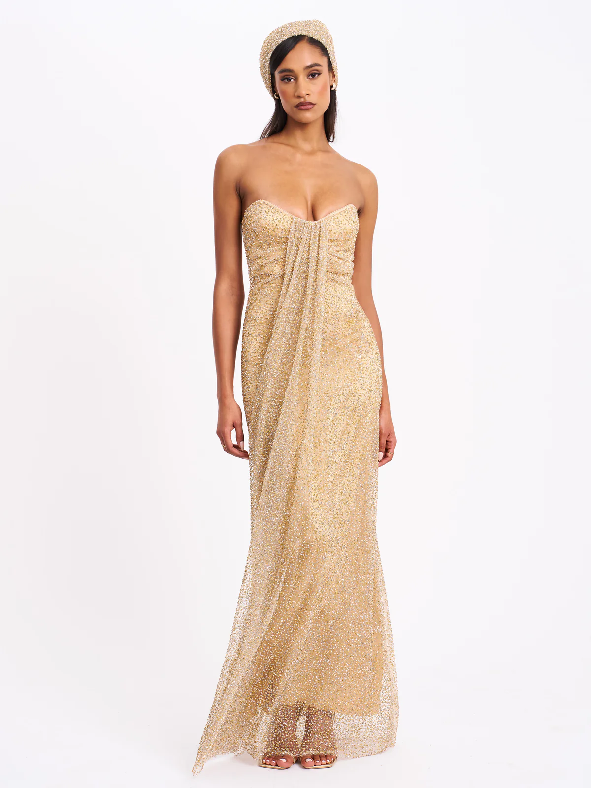miss circle gold dress