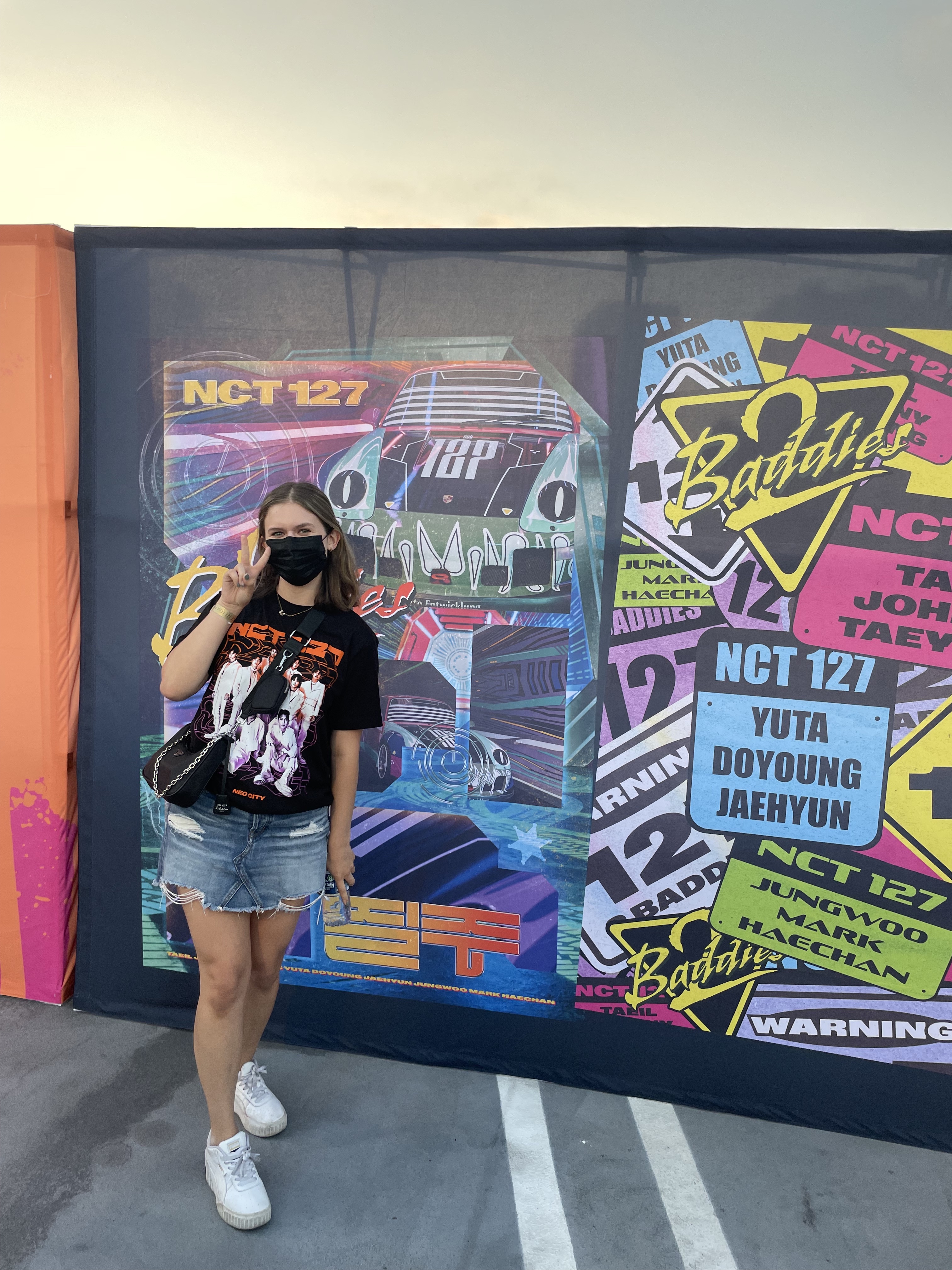 Girl standing with colorful backdrop