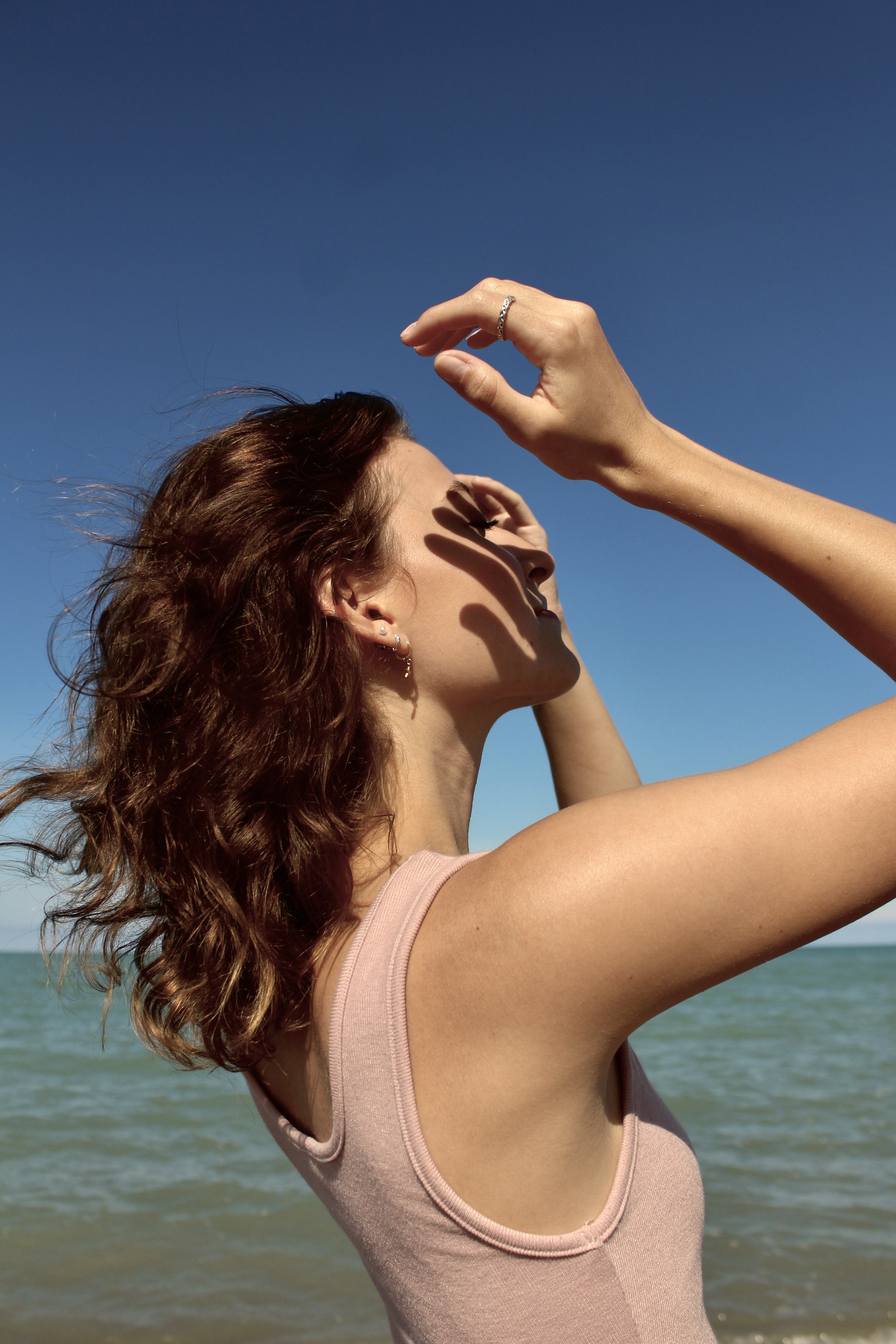 Girl in wildflower field