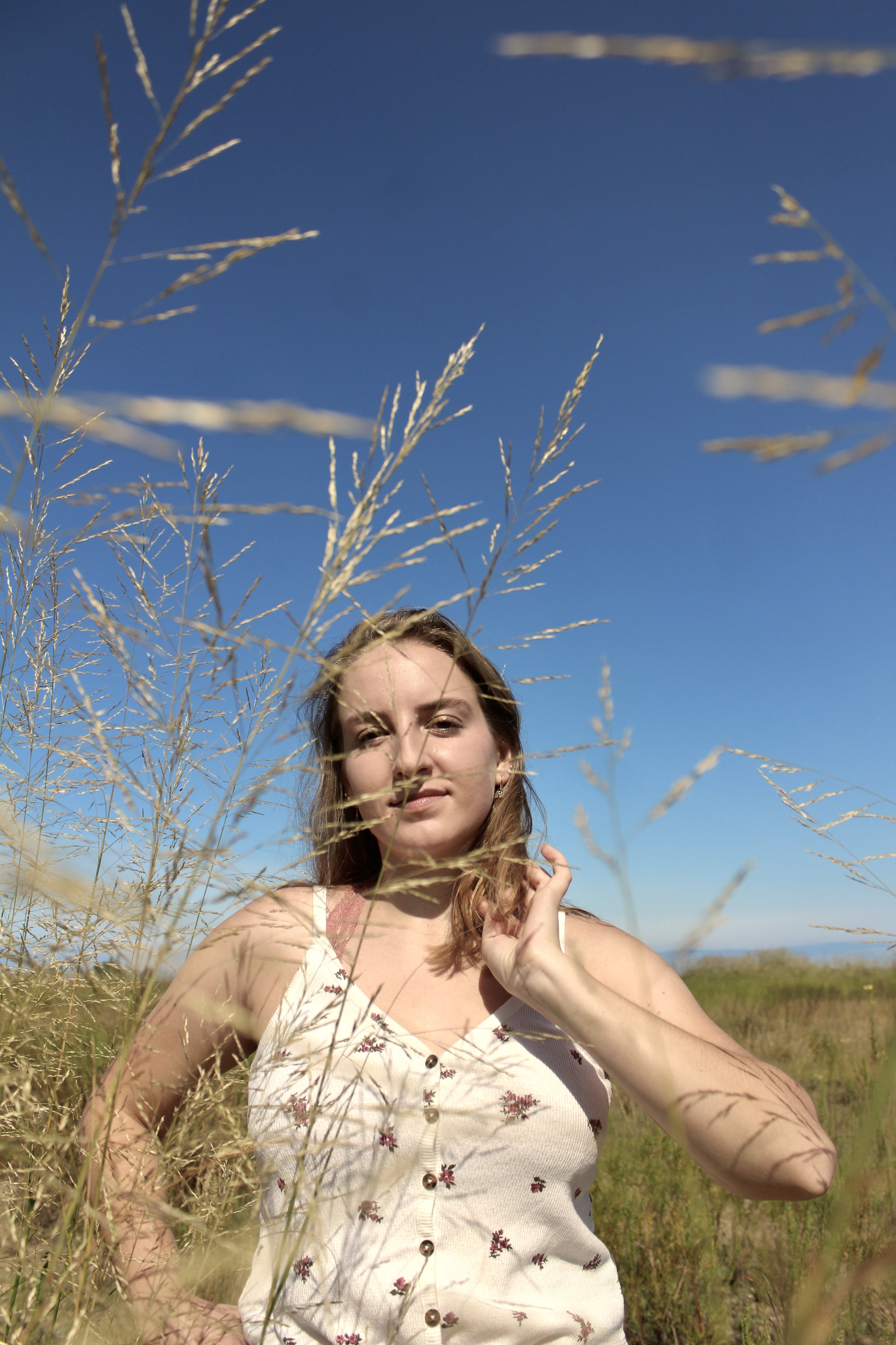 Girl in wildflower field