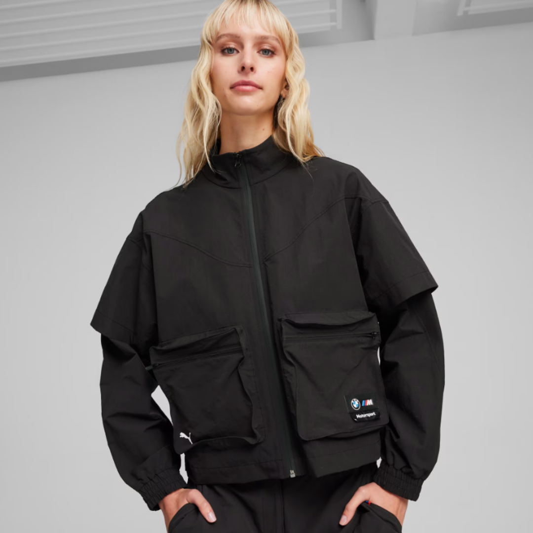 woman wearing a black zip-up jacket