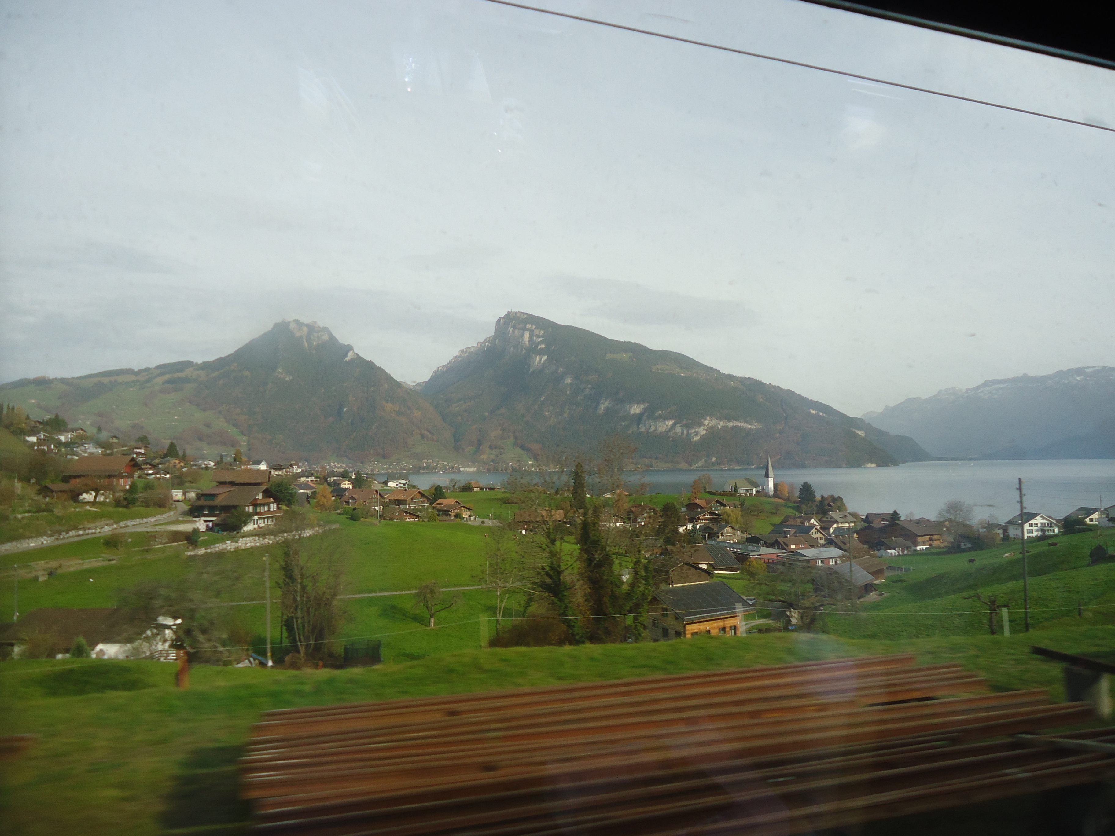 Scenic landscape of Switzerland on trajn