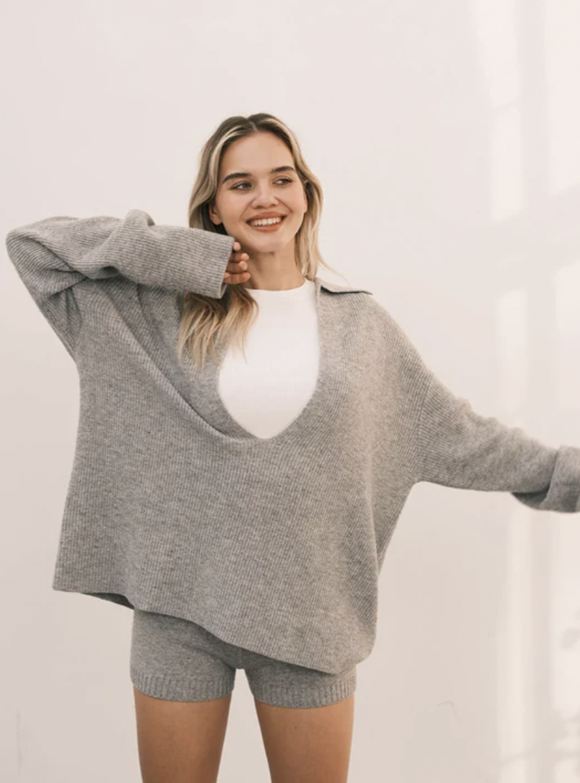 Oversized V-Neck Wool Sweater