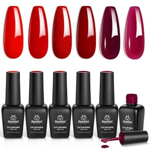 beetles red gel nail set