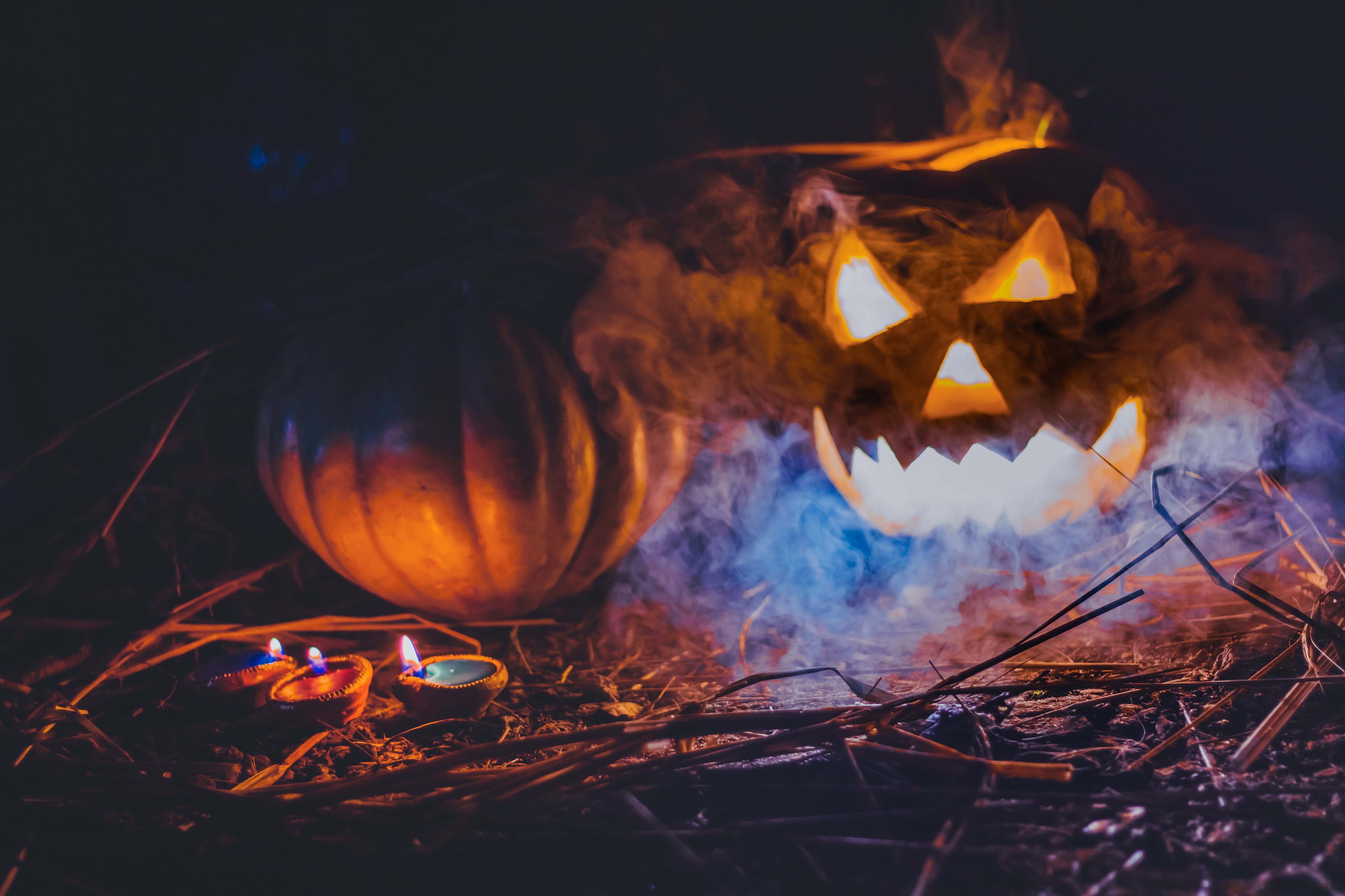 spooky jack o lantern with blue lights by Rahul Pandit?width=698&height=466&fit=crop&auto=webp&dpr=4
