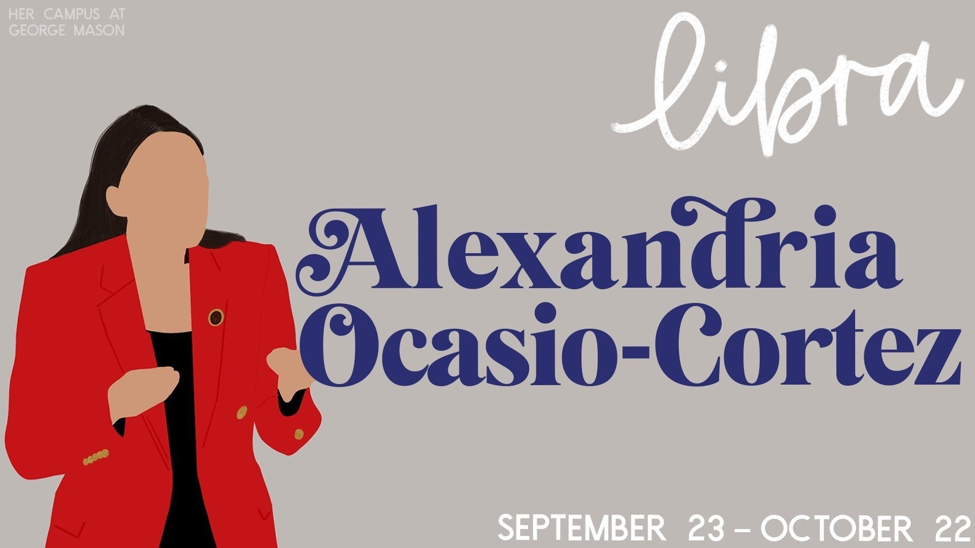 Drawing of Alexandria Ocasio-Cortez on a grey background