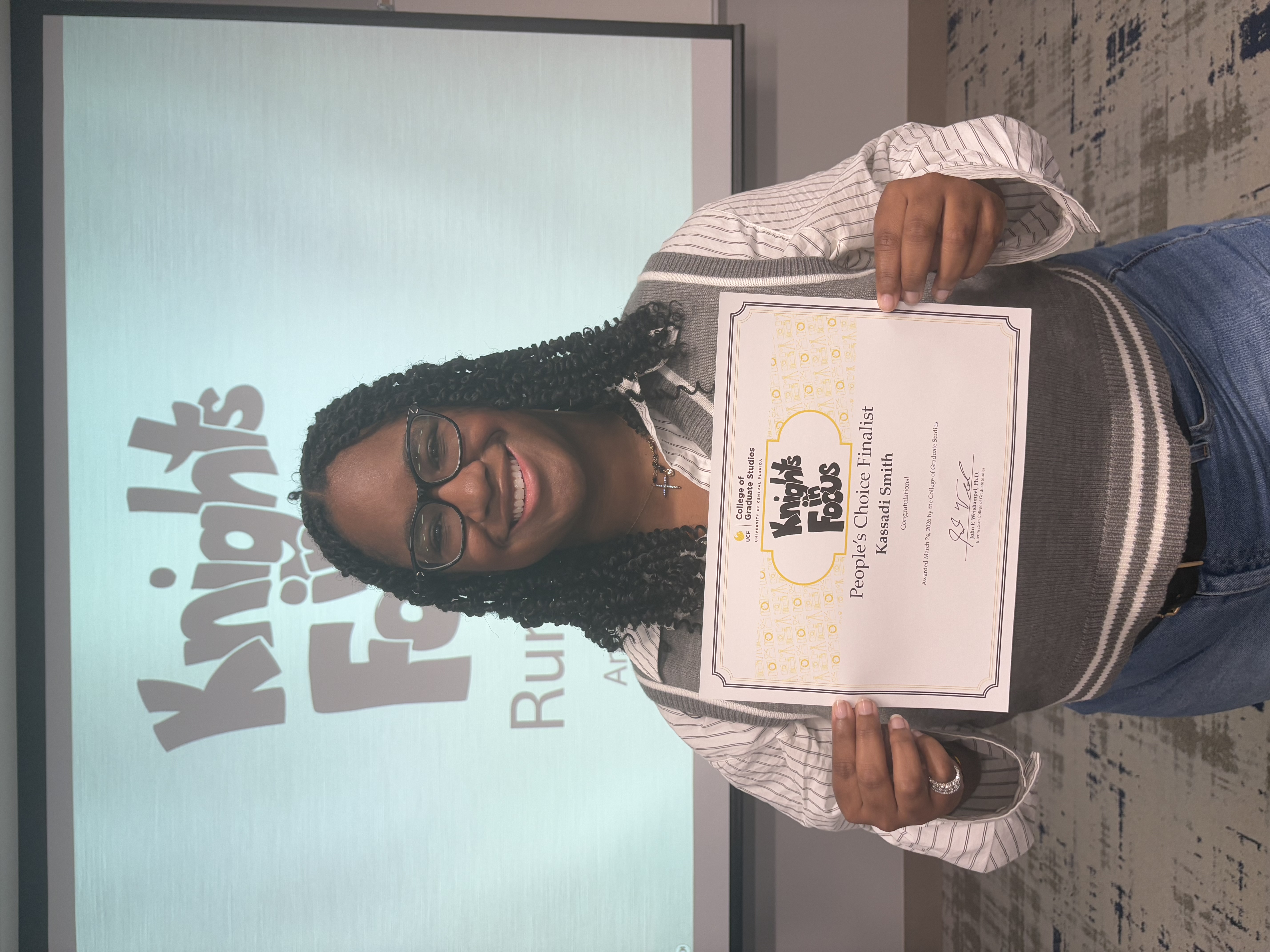 Photos of UCF affiliated event “Knights in Focus” small film festival, featuring a winner Kassadi Smith