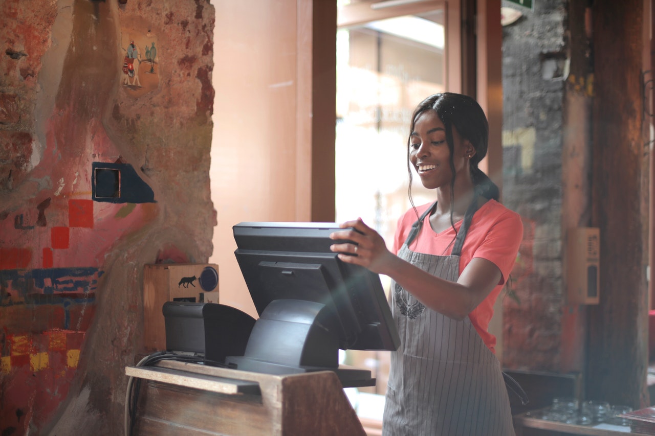 woman at cash register