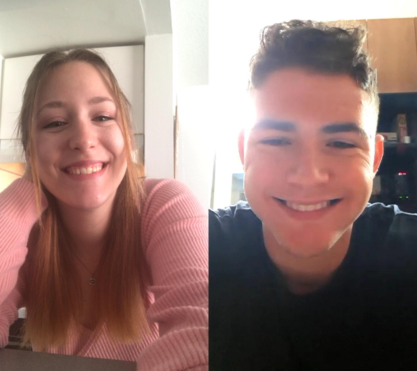 man and woman on video chat call.