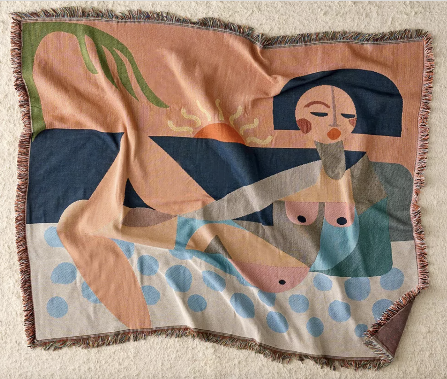 Jungalow Nude Beach Tapestry Throw Blanket
