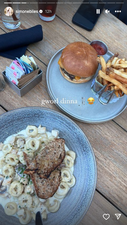 simone biles food after gymnastics win