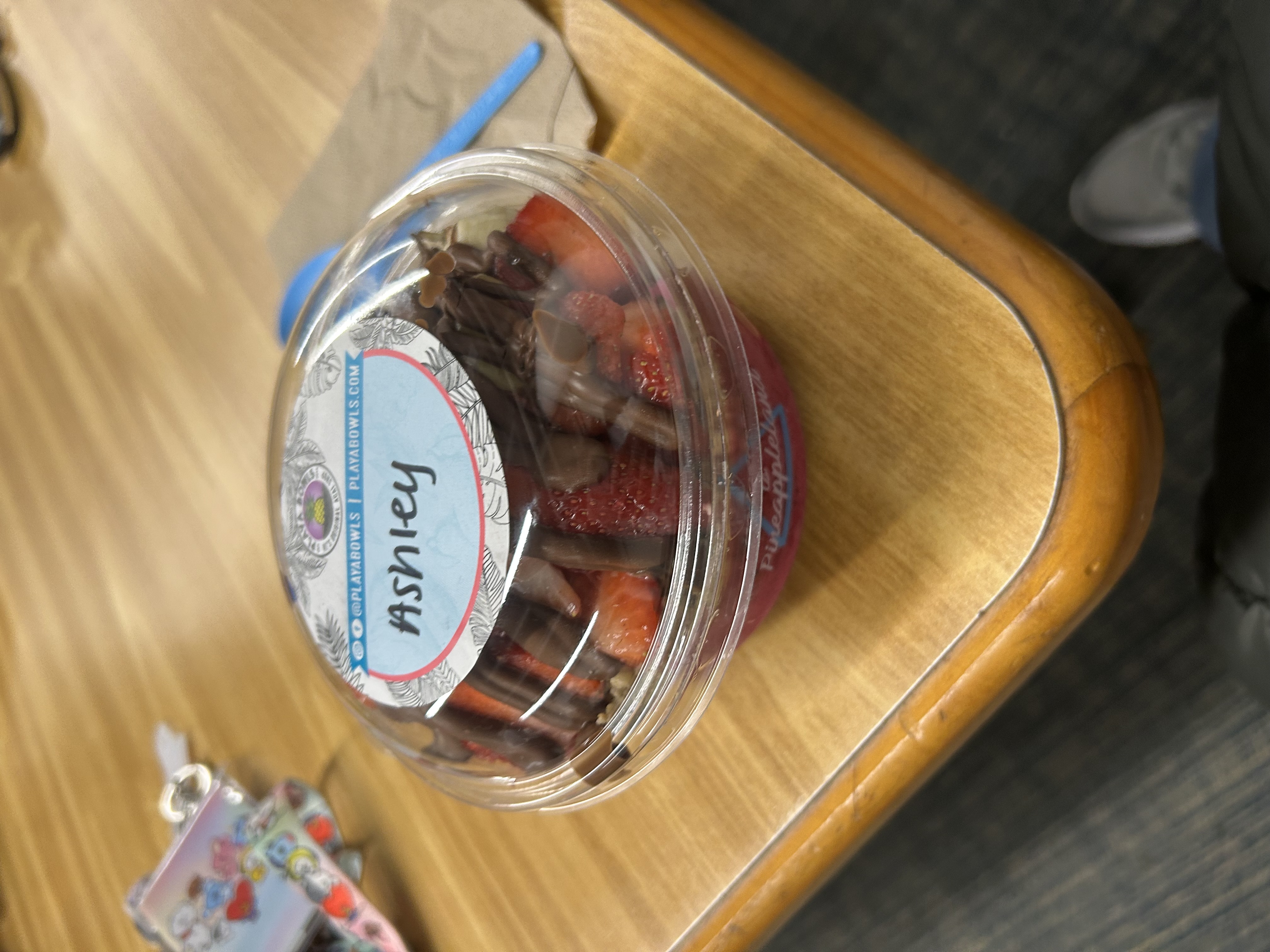 Playa Bowl with the word “Ashley” on it