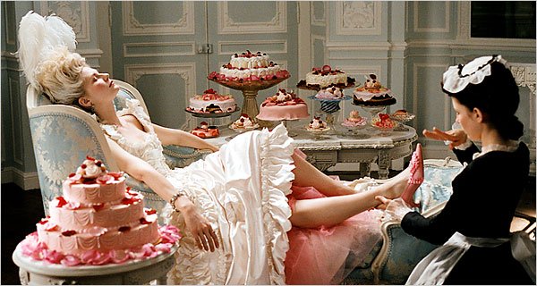 Movie still from director Sofia Coppola\'s film, \"Marie Antoinette\" (2006), starring Kirsten Dunst.