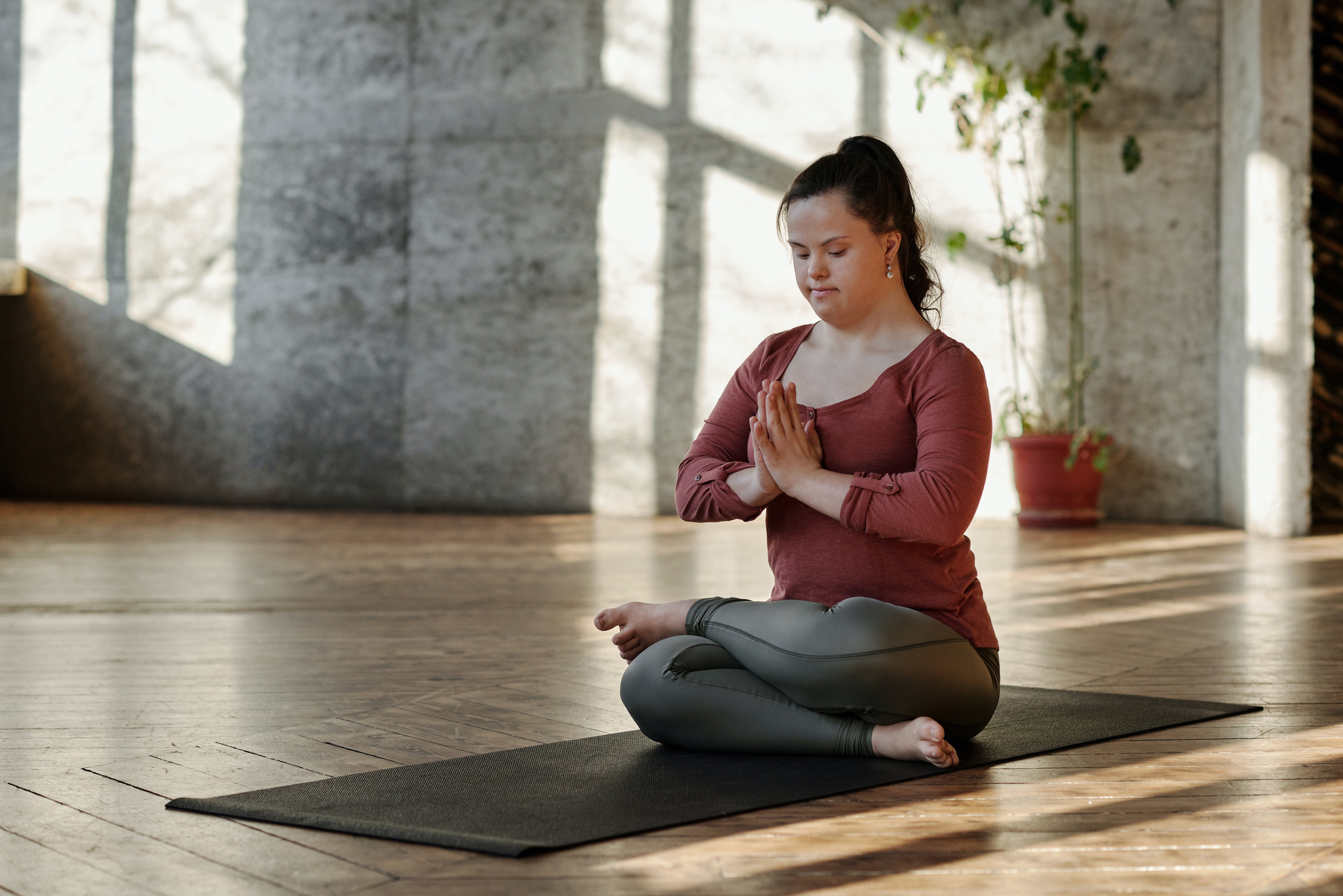 woman meditating alone