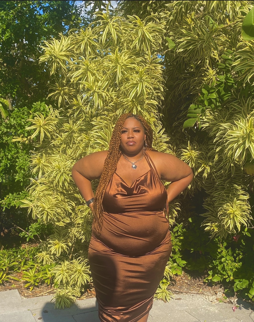 A woman at a botanical garden