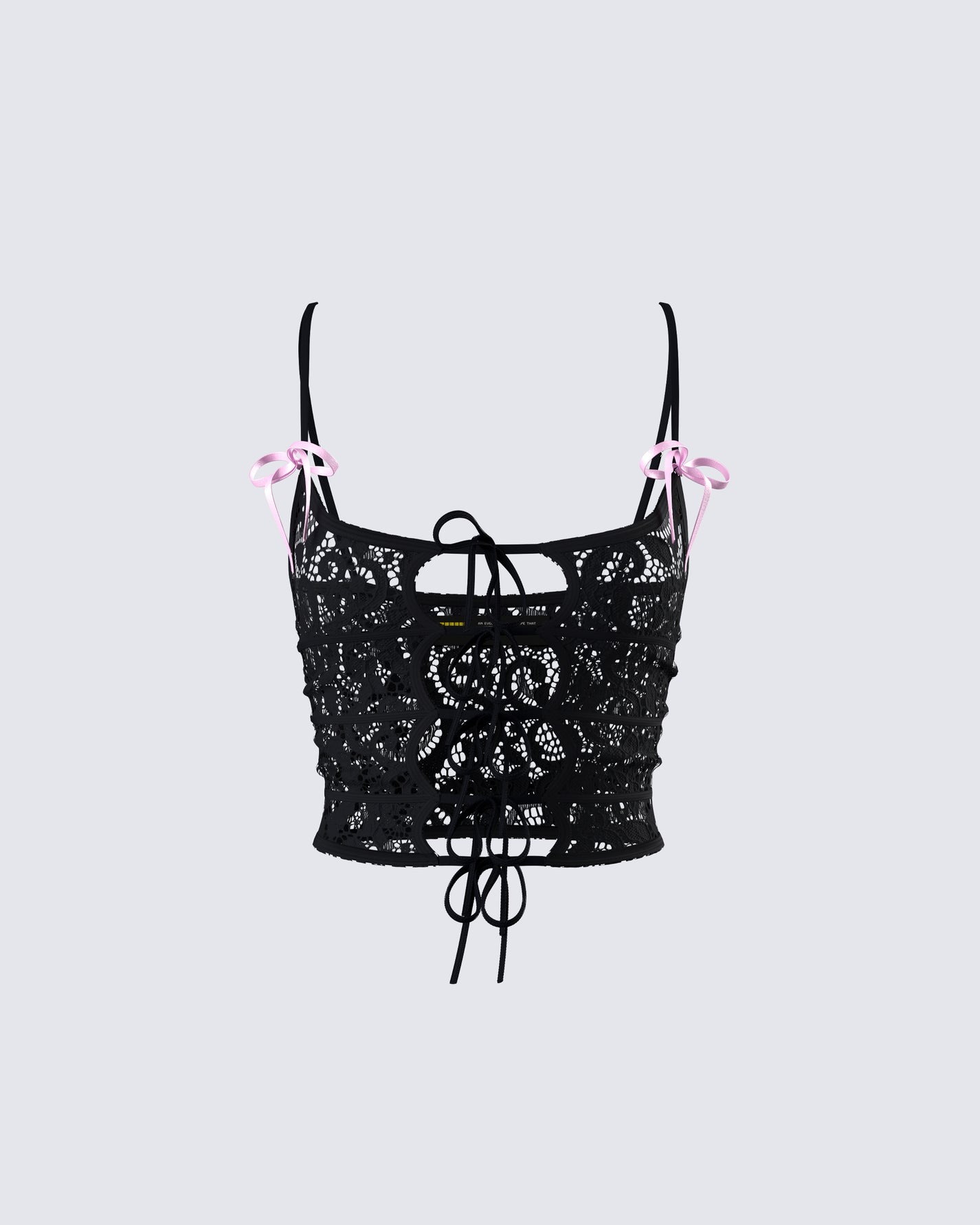 Finesse Halsey Black Lace Tie Front Top