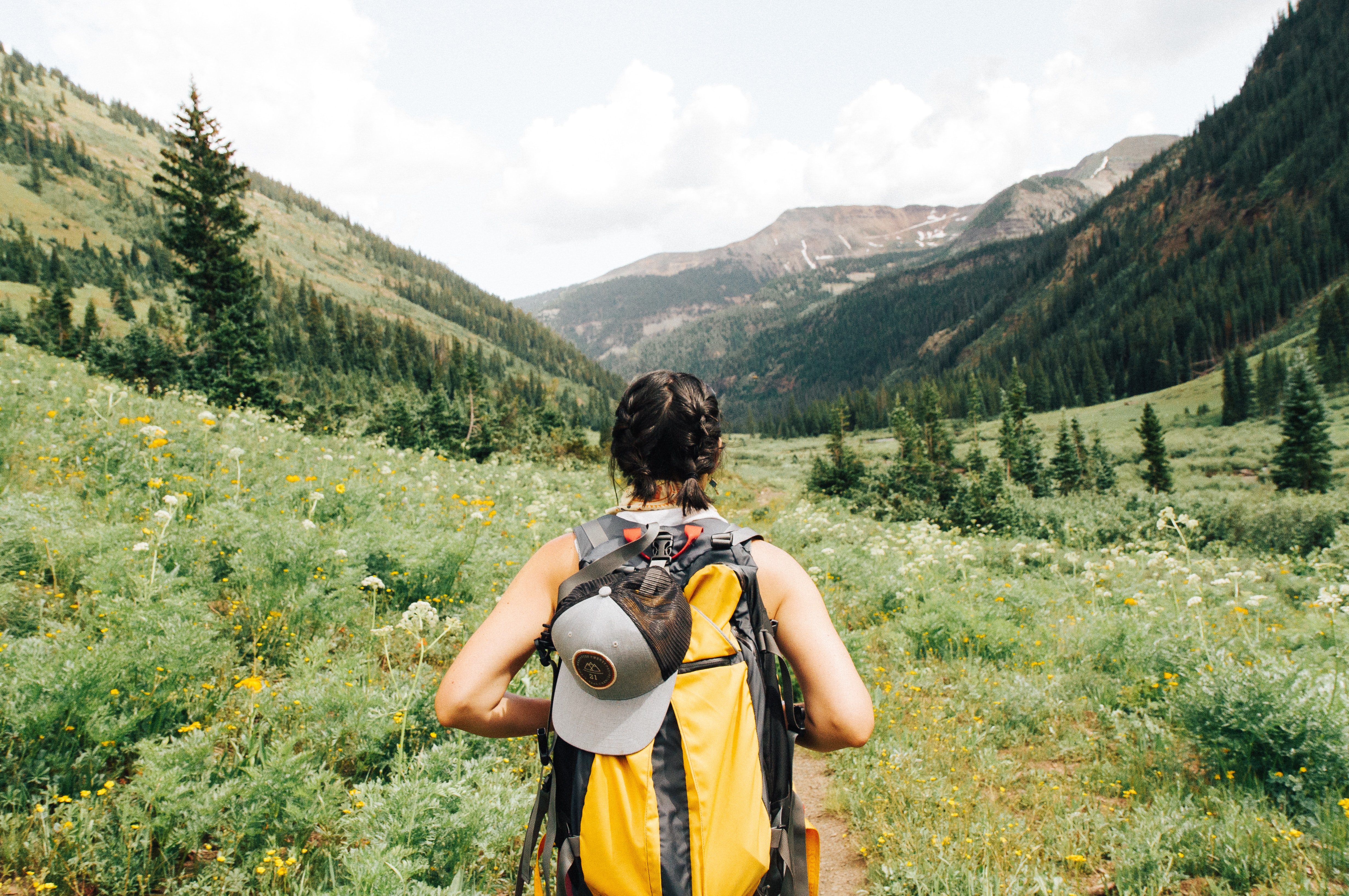 Person hiking with backpack