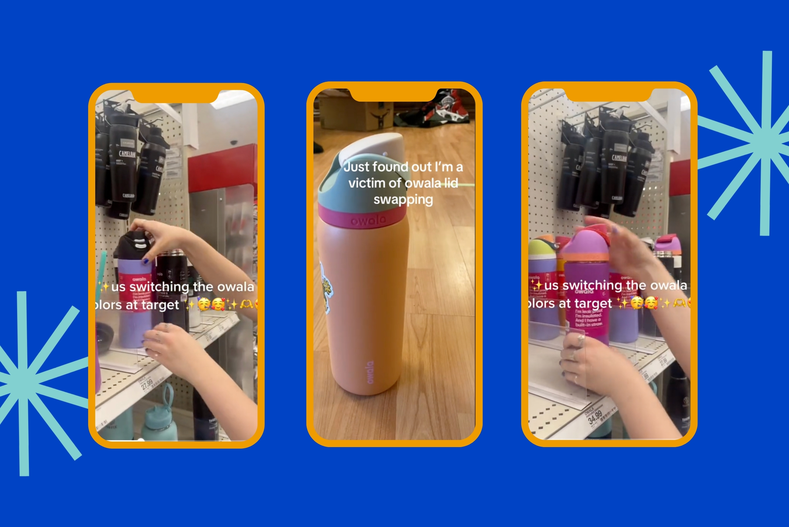 Photos of mix-matched Owala bottles.