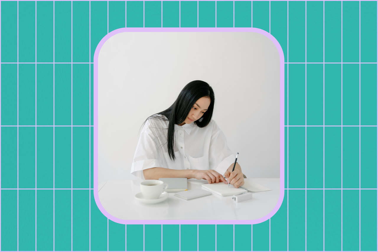 Woman journaling alone.