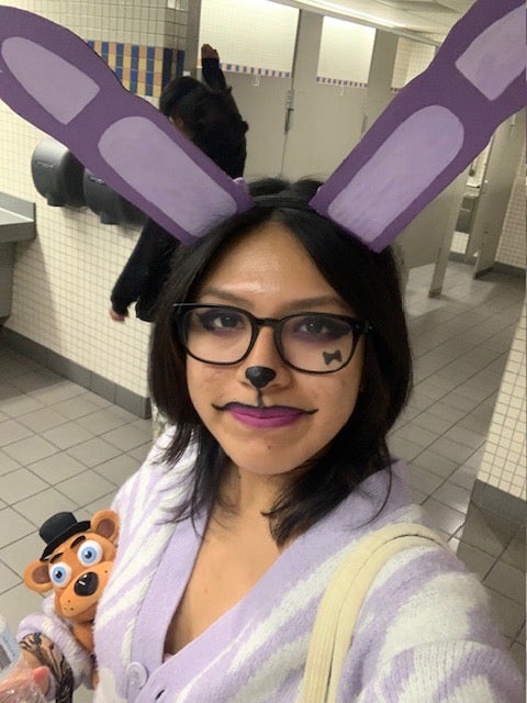 selfie of myself dressed up at Bonnie (FNAF)