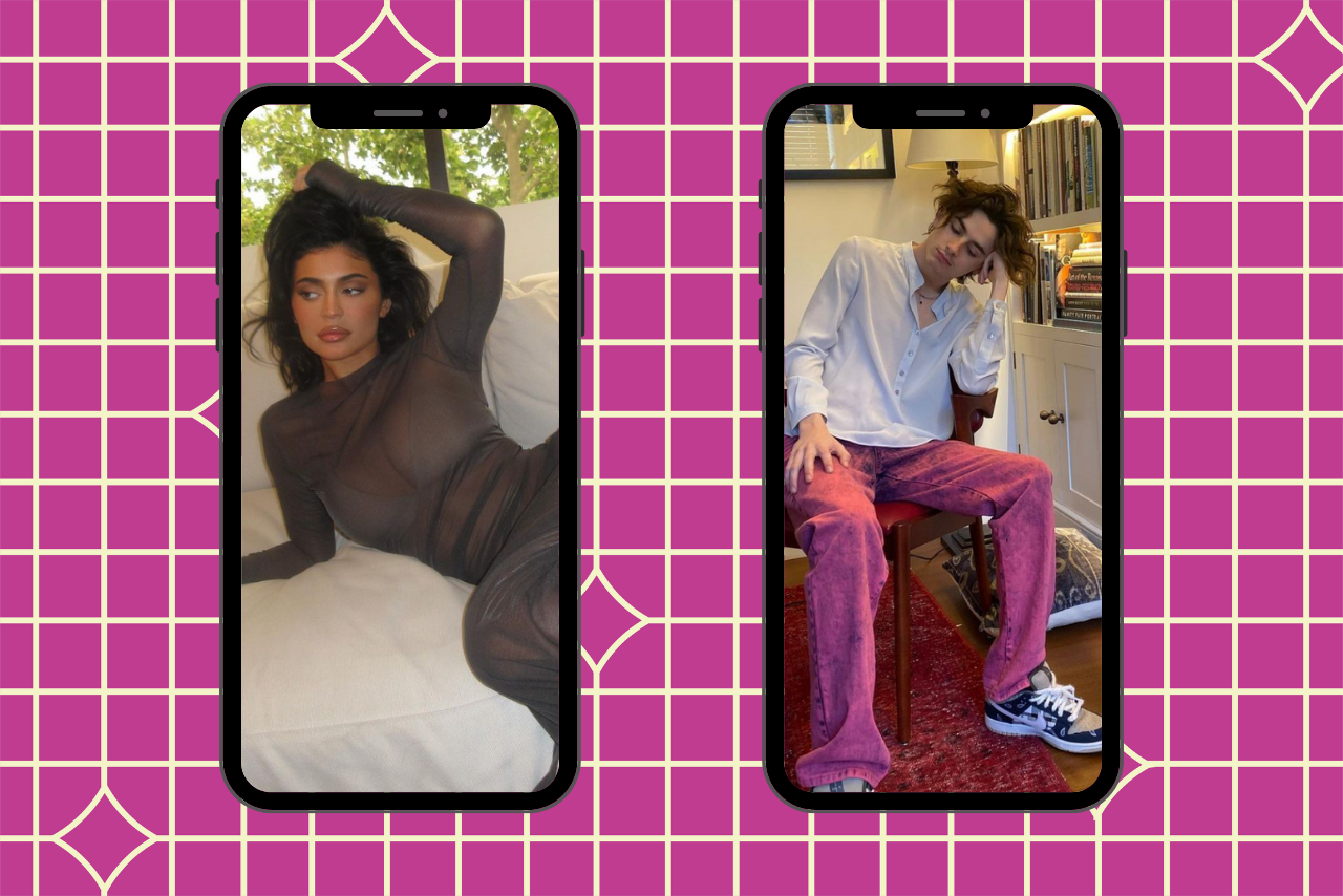 Screenshots of Kylie Jenner and Timothée Chalamet